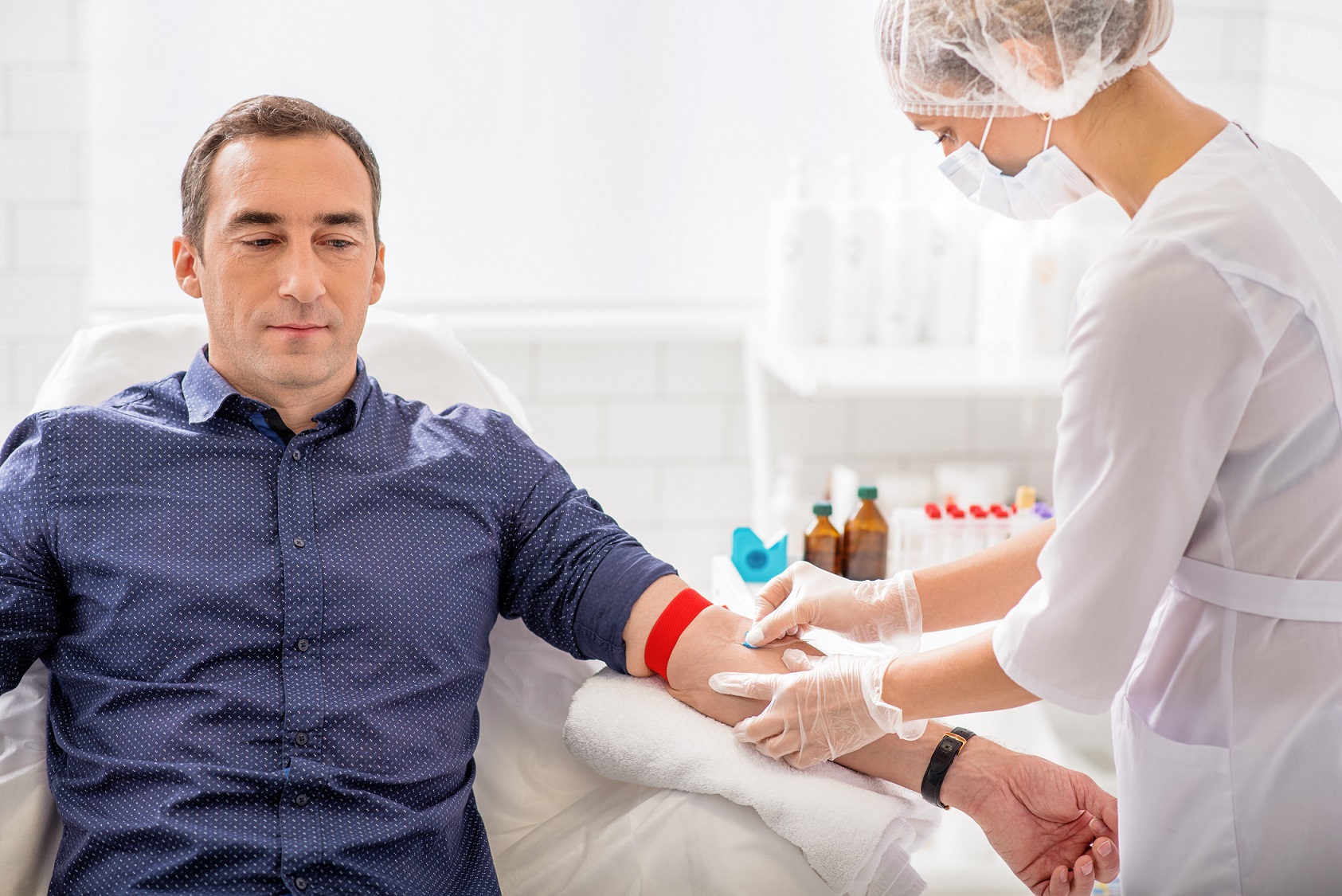 Nurse doing blood test