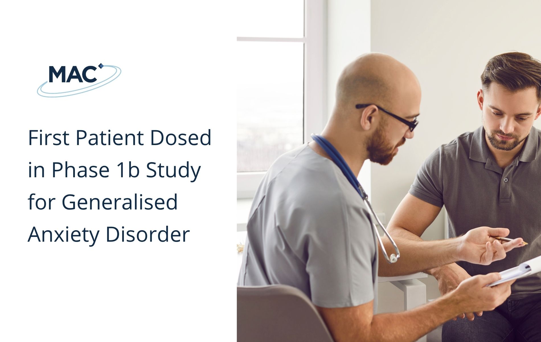 First Patient Dosed in Phase 1b Study for Generalised Anxiety Disorder